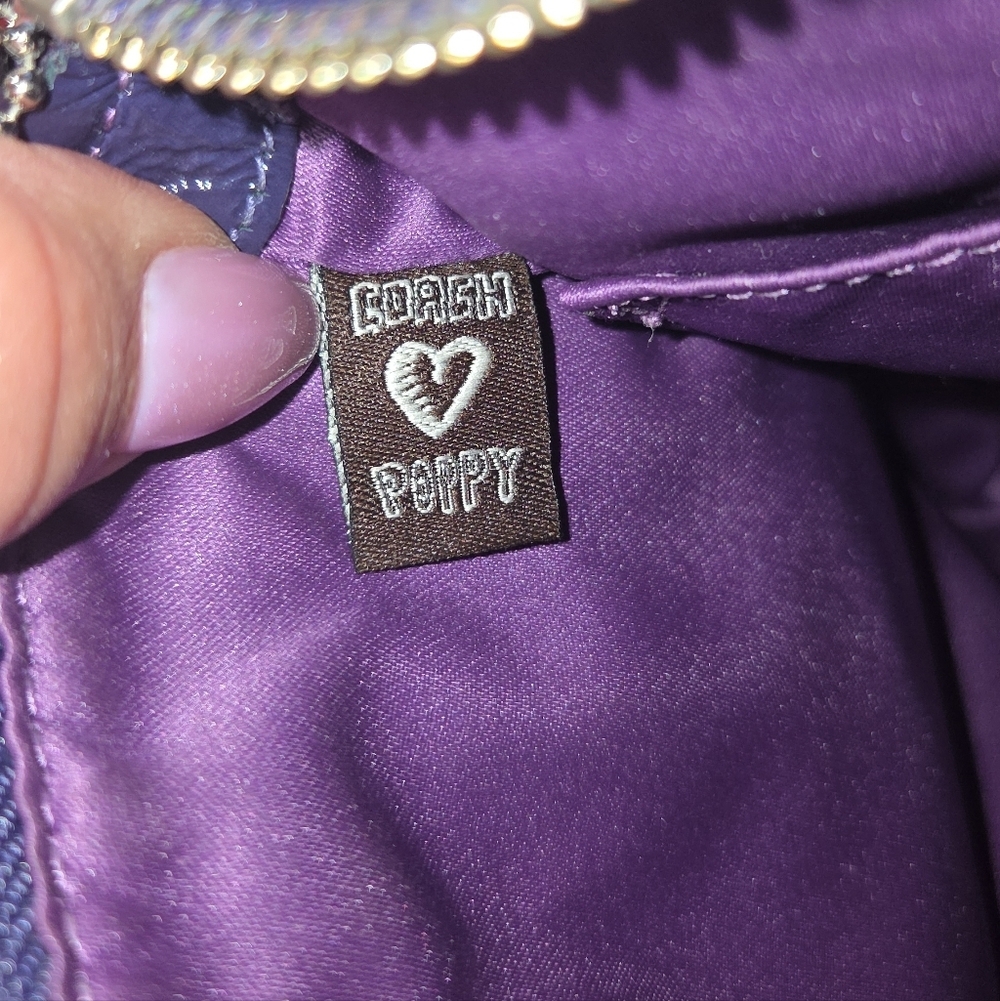 COACH POPPY, PURPLE PLAID SEQUIN- EUC - Picture 8 of 9